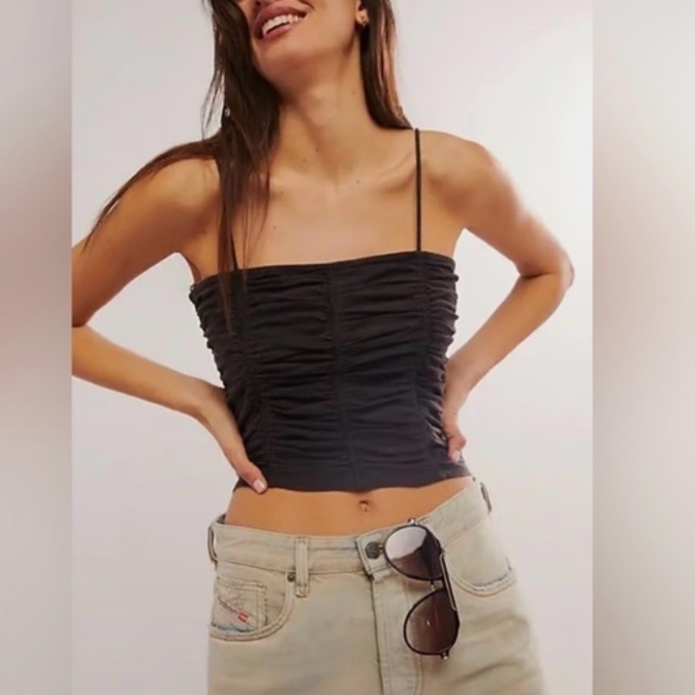 Free People Belong Together Top in Washed Black Medium Pristine Condition